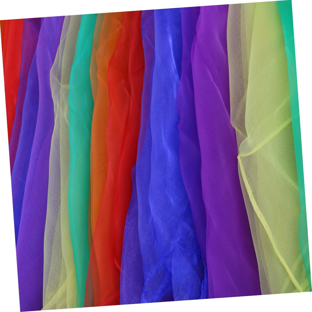12pcs Vibrant Hemmed Square Scarves for Dance Juggling Rhythm Activities Easy Care Soft Lightweight for All Ages