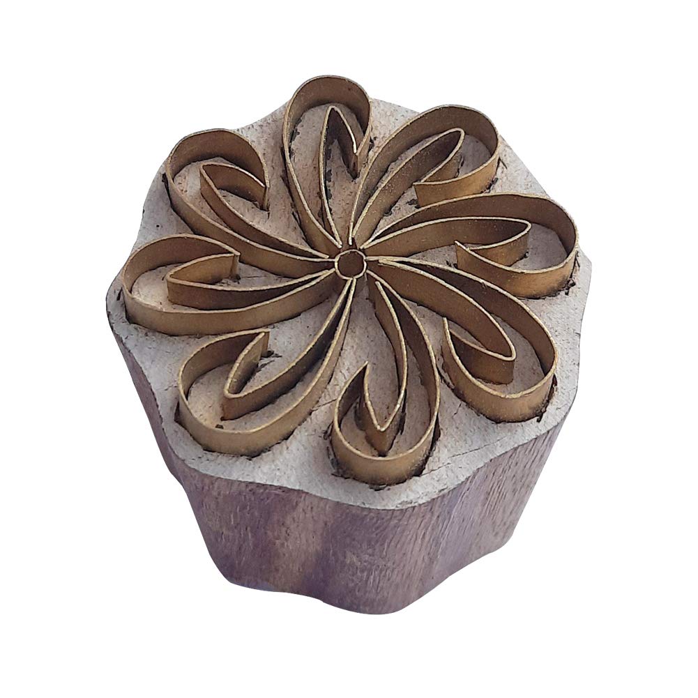 Royal Kraft Round Brass Wooden Stamps for Block Printing on Clay, Pottery, Fabric BBtag012 — image 1