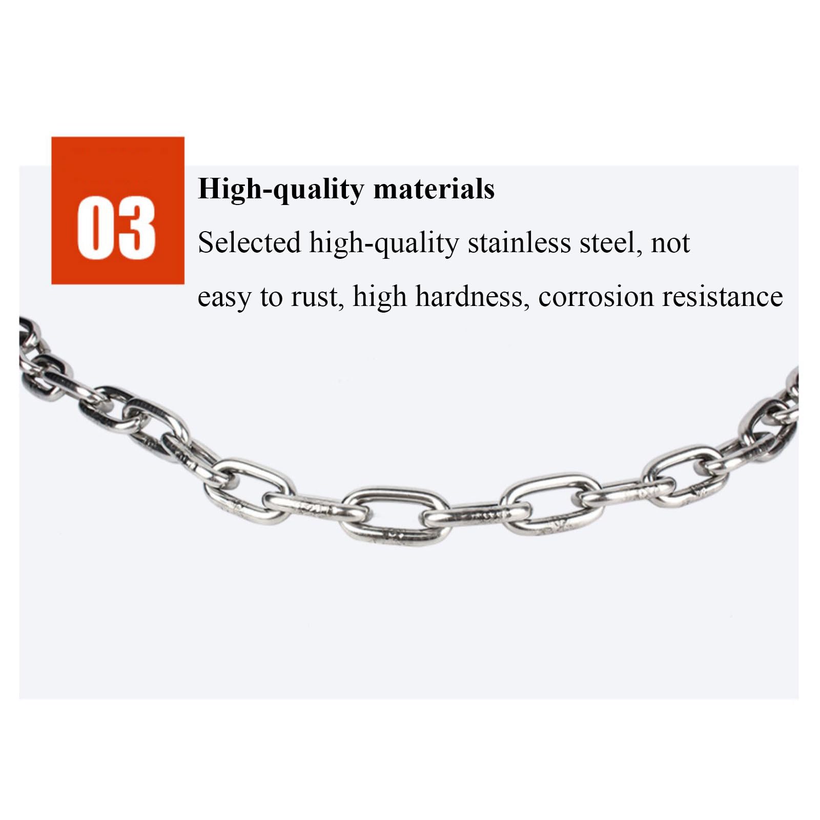 Lsqurel Edelstahlkette, 2 m, 4 m, Metallkette, robuste Kette für Geländer, Schaukeln, Heben, Anhänger etc. (5/16-11,9 m Lsqurel Edelstahlkette, 2 m, 4 m, Metallkette, robuste Kette für Geländer, Schaukeln, Heben, Anhänger etc. (5/16-11,9 m