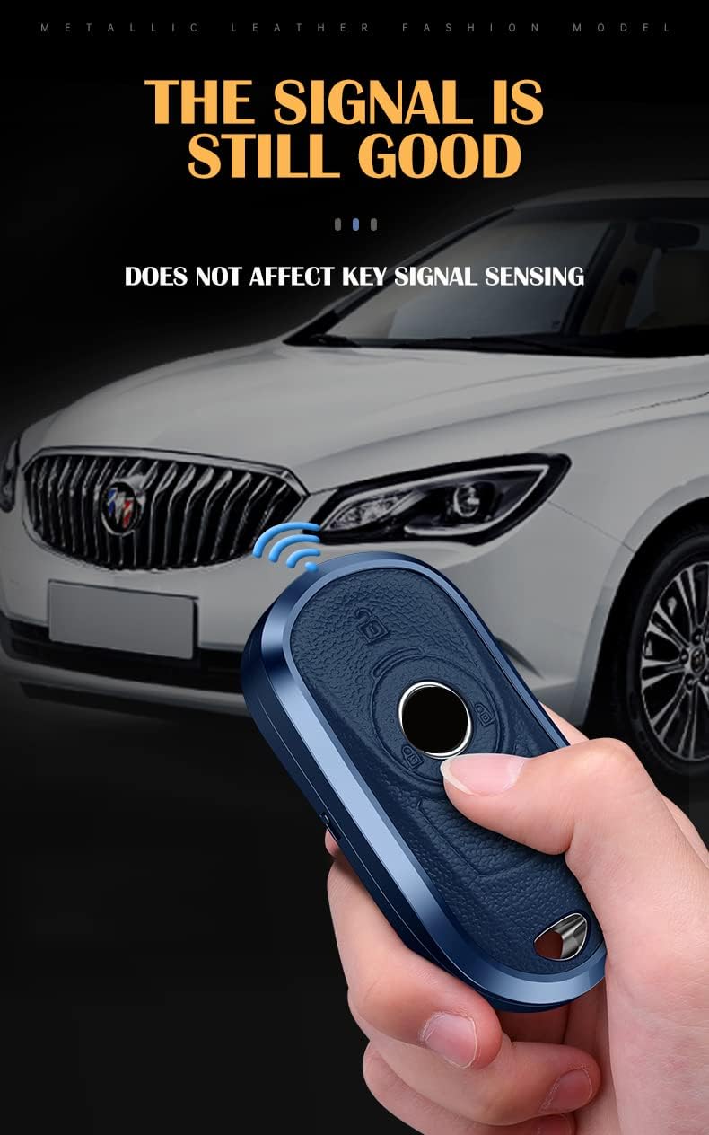 KUNIO Car Key Fob Cover Fit for Buick Enclave Cascada GL8 Key Protective Cover Keychain Leather Metal Key Holder
