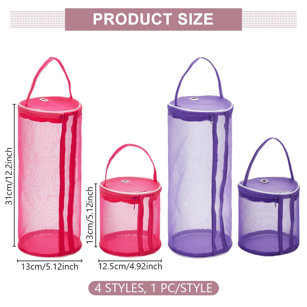 WEBEEDY 4pcs Crochet Yarn Holder Storage Bags 2 Sizes Empty Round Mesh Bag Crochet Yarn Storage Organizer Portable Knitting Yarn Tote Baskets for Crocheting Knitting Supplies Dispenses - Image 2