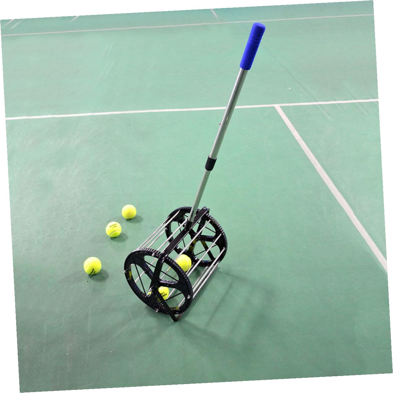 Raccoglipalle da Tennis Regolabile, capacità 55 Palline, Raccolta | Nailon e Metallo, Rotelle Fluide, Leggero e Portatile, per Tornei e Allenamento