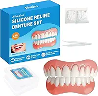 Dentes postiços moldáveis - Dentaduras de silicone - Dentes masculinos e folheados para mulheres - Conjunto correspondente superior e inferior - Conserte seu sorriso em minutos - Azul - 1 peça - Y7