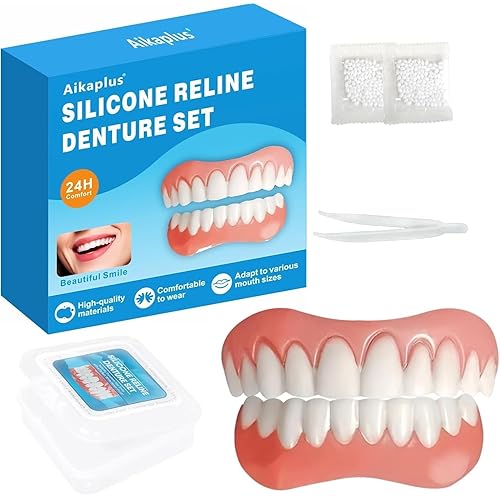 Moldable False Teeth - Silicone Dentures - Men and Veneers Teeth for Women - Upper and Lower Matching Set - Fix Your Smile at Within Minutes - Blue - 1PCS - S77