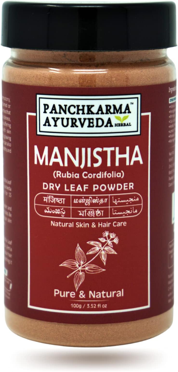 Herbal & Natural Manjistha Leaf Powder (Rubia Cordifolia) 100g For Fairness Sun-Tan Acne-Spot Treatment Face Pack & Hair Shine Hair-Fall Treatment Hair Pack
