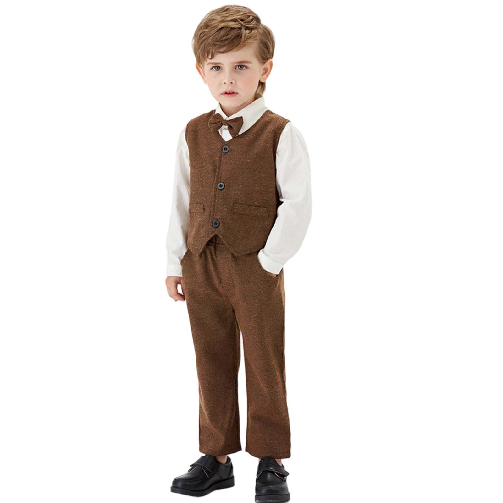 WWricotta Completo Bambini, Formale per, Elegante Gilet, Papillon, Camicia A Maniche Lunghe E Pantaloni, per Feste E Matrimoni., qualità Premium