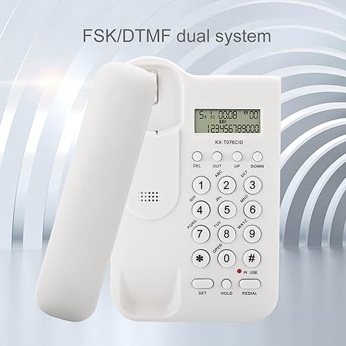 Miniatura 3 de Teléfono de escritorio con cable con identificación de llamadas, FSK DTMF Dual System Fijo Soporte de teléfono fijo Montaje en pared, teléfono con