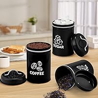 Vista 5 de P&P CHEF Juego de 3 botes de cocina de metal con tapa para té y café, tarros de almacenamiento de alimentos, recipientes vintage para dulces