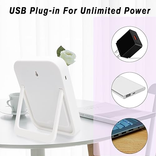 Miniatura 5 de Nerien Espejo de maquillaje con luces, espejo de tocador iluminado, pantalla táctil regulable, espejo de viaje portátil con soporte en forma de U,