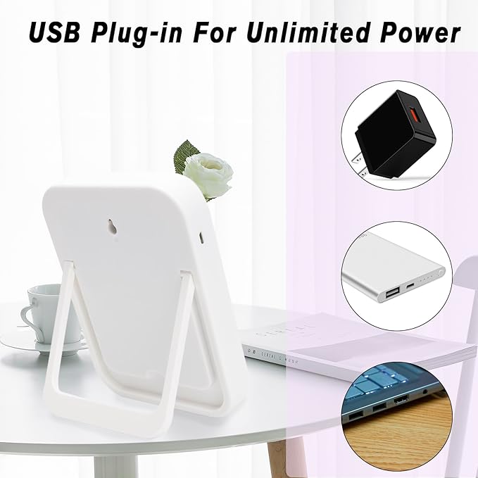 Espejo de maquillaje Nerien con luces LED, recargable y portátil miniatura 5