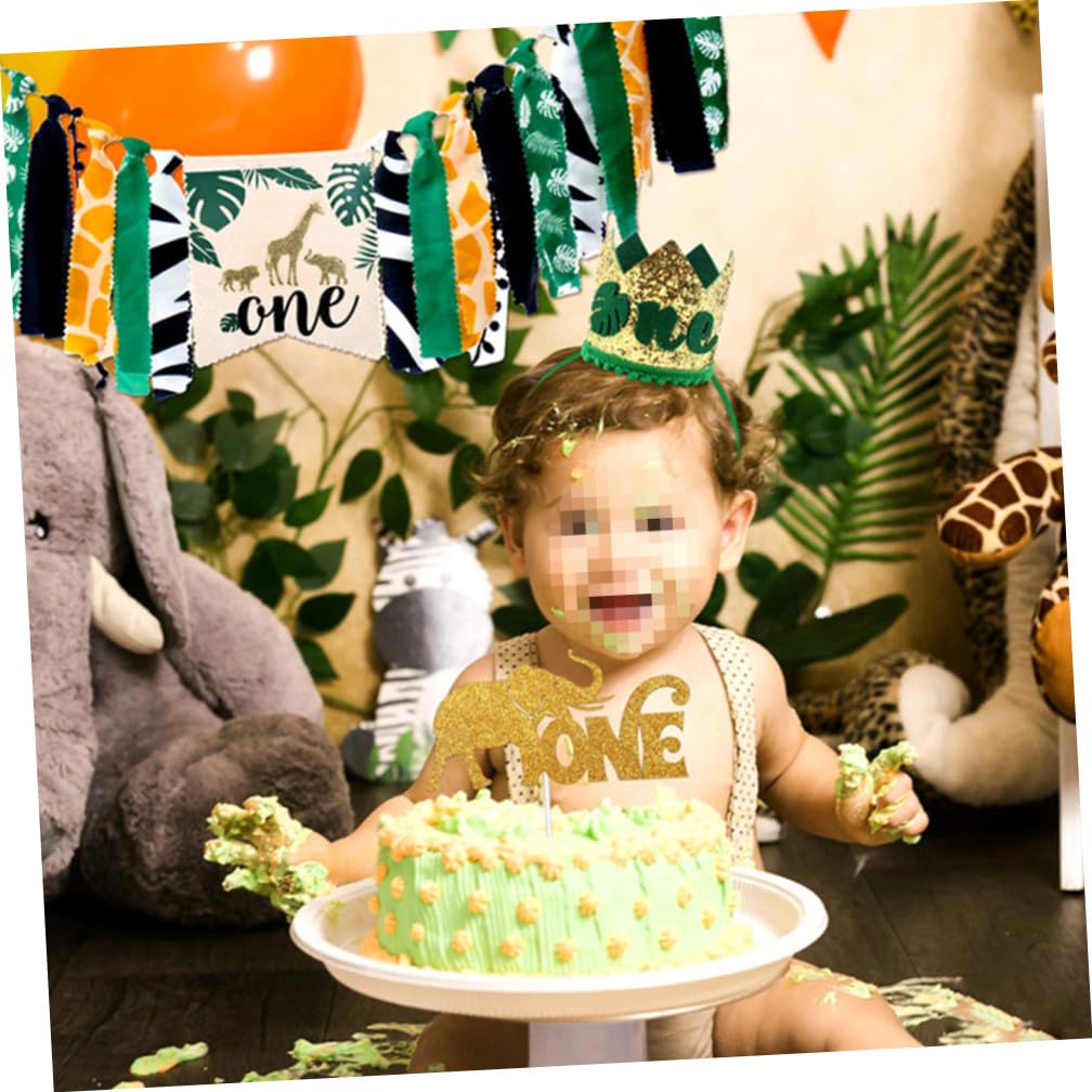 Gadpiparty 9piezas Decoración De Cumpleaños De Animales Primer Cumpleaños Bandera Para Silla Alta Toppers De Pastel y Infantiles y Showers
