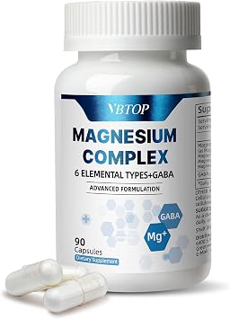 Magnesium Complex Supplement, 470mg Sixfold Forms Magnesium 90 Capsules | Magnesium Glycinate,Malate,Citrate,Taurine,Oxide,L-threonate for Muscles,Nerves & Energy,GABA Sleep Support | High Absorption