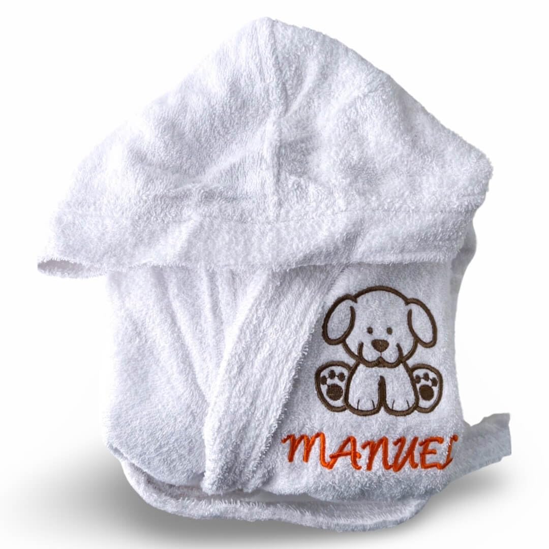 Bata Albornoz para Bebé Personalizada con el Nombre bordado, 100% Algodón muy Suave y Capucha, Mangas Largas (6-18 Meses). Regalo Inolvidable por un Nacimiento