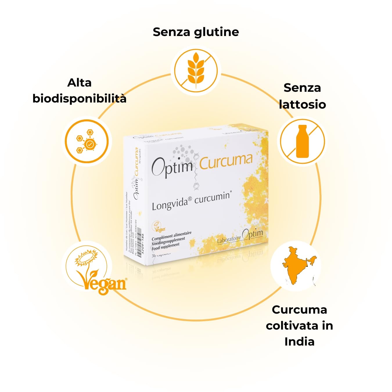 Optim Curcuma Longvida Curcumina 90 Capsule Vegane ad Alto Dosaggio | Estratto di curcuma ad alta biodisponibilità senza peppe nero, per adulti, benessere articolare, mobilità e flessibilità.