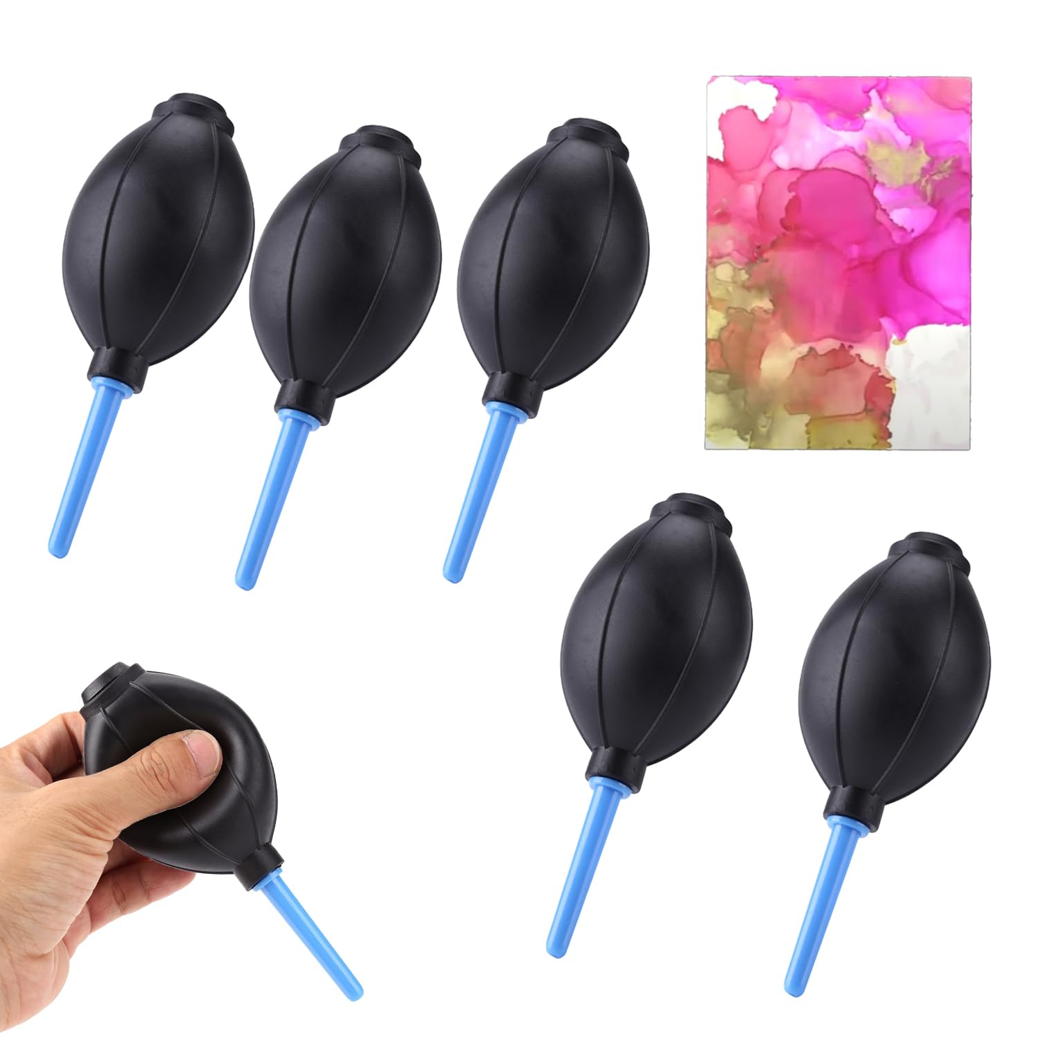 OTCRAFT 5Pack Soft Rubber Alcohol Ink Air Blower Dust Chips Camera Cleaner Craft Arts Painting Drawing Ink Black Blower Pump Hand Held Tool