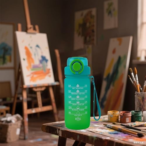 Miniatura 3 de ZZT Botellas de agua de 20 onzas con marcador de tiempo para beber y pajilla, botella de agua con palabras motivacionales, a prueba de fugas,