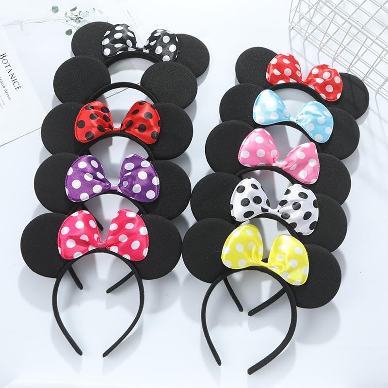 24Pcs Mouse Costume Deluxe Fabric Ears Headband Polka Dots Bow Hairs Accessories Headwear Party Favors Decorations - Image 6