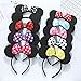 Set of 24 Mouse Costume Deluxe Fabric Ears Headband White Polka Dots Bow Boys Girls Birthday Party Hairs Accessories Baby Shower Headwear Halloween Party Favors Decorations (Black With White Dot)