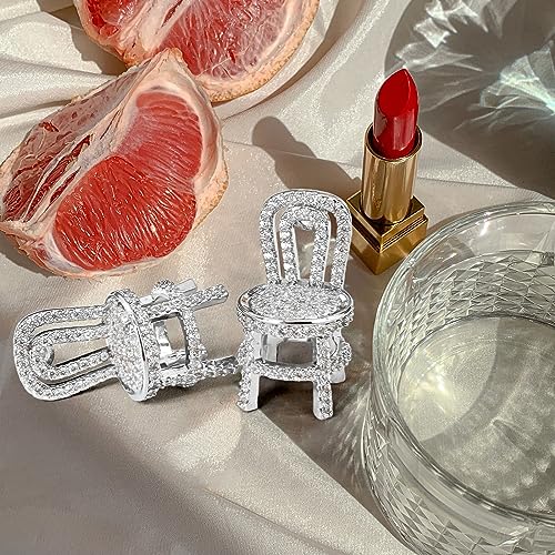 Rhinestone Earrings Solid Chair Shape Crystal Earrings for Women Creative Jewelry Accessory3