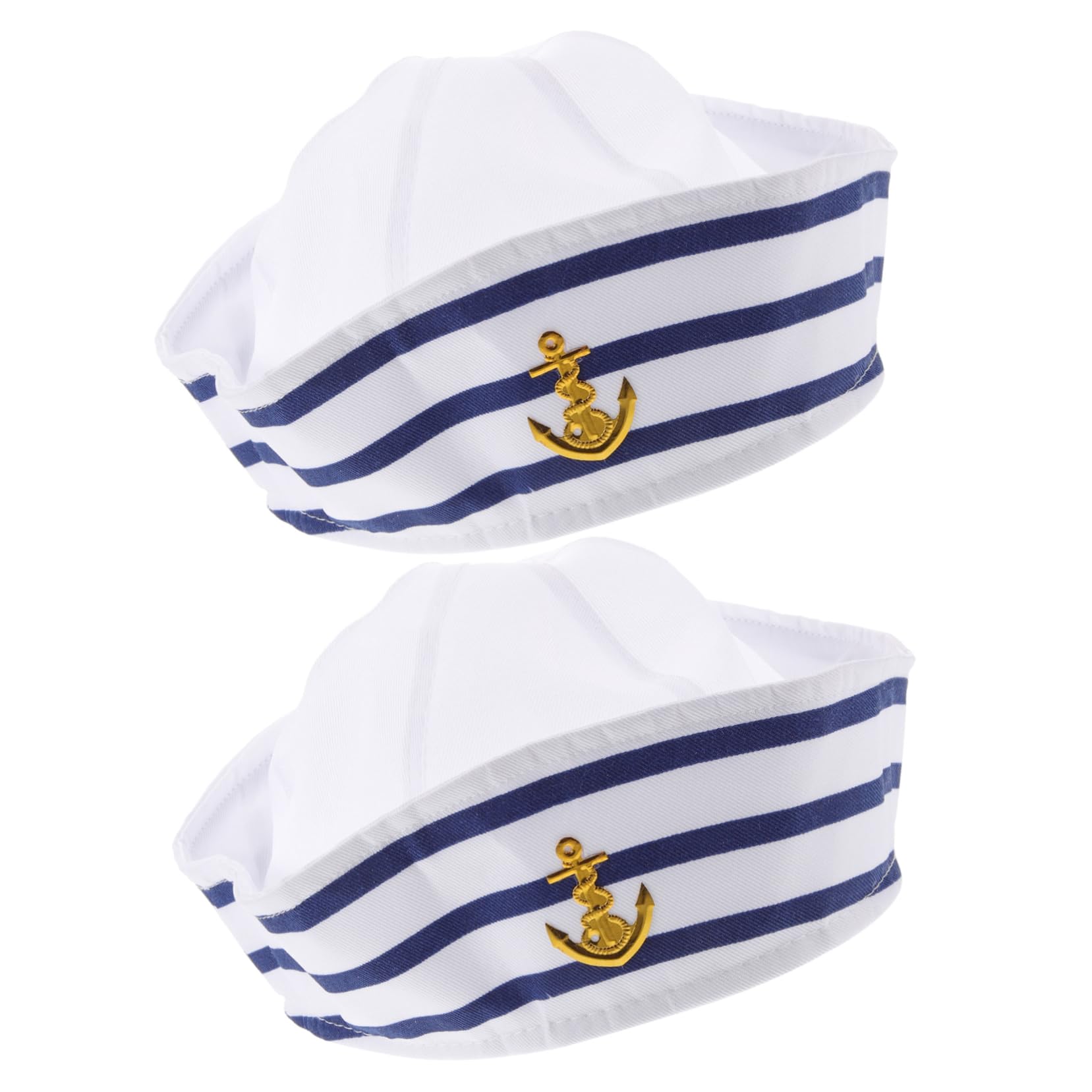 Cabilock 2Pcs Captain Hat for Cosplay Unisex Sailor Hat Breathable Cloth Material for Role Play Masquerade and Party Costumes and Stripe