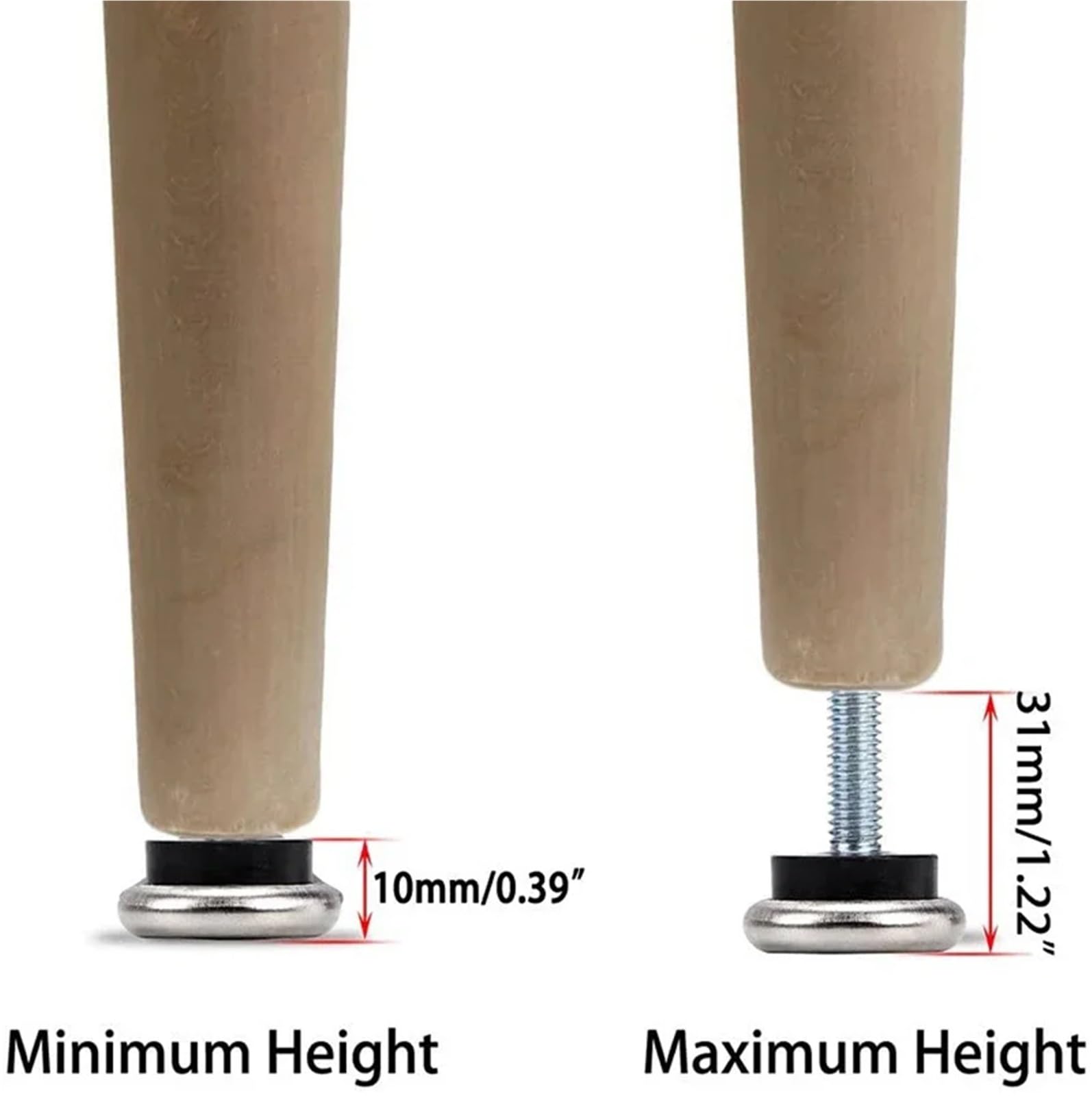 12 patas de mesa para muebles, almohadillas deslizantes de fieltro M6, patas de nivelación ajustables con protectores de nivelación de tuerca en T