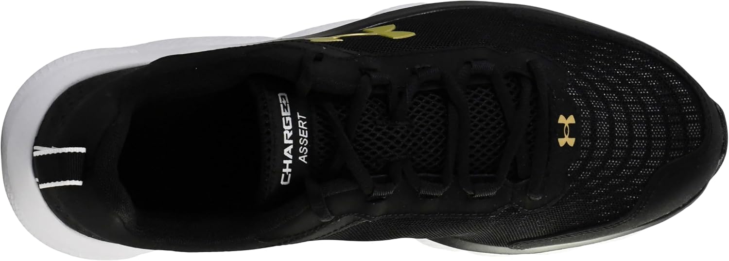Under Armour Men's Charged Assert 9 Running Shoe, Black/White/Gold, 13 M
