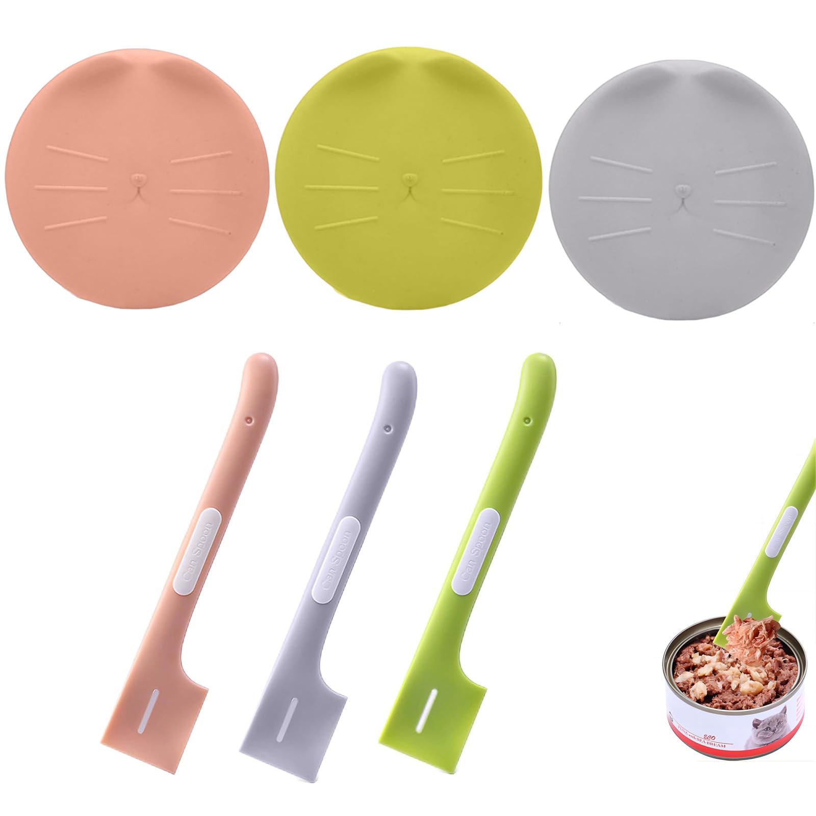 RUIENGCOMM 6Pcs Pet Cat Dog Feeding Can Covers - Silicone Lids for Food Tins - Pet Supplies Set