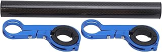 Nimomo Soporte doble extendido para manillar de bicicleta, tubo de carbono, soporte extensor de manillar de bicicleta, 20 cm, soporte de extensión doble para faros de bicicleta, color azul