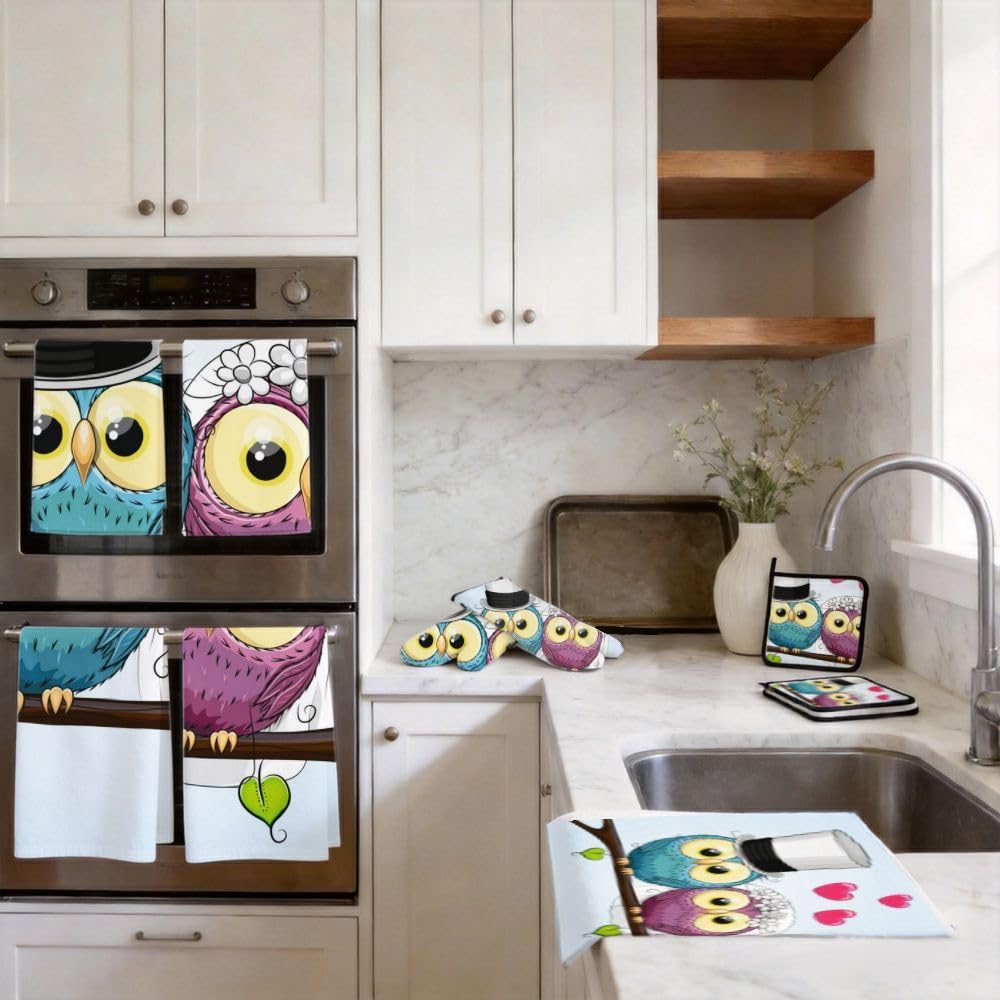 9PCS Wedding Owl Coppia Cucina Decor e Accessori Set