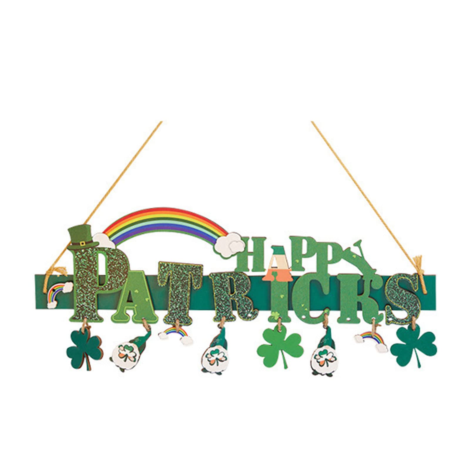 Buxuaaaa 210145A Wood Patrick Day Pendant Gnomes Green Plaques Decorative Ornaments For Festival Holiday New Year Party Patrick Day Ornaments