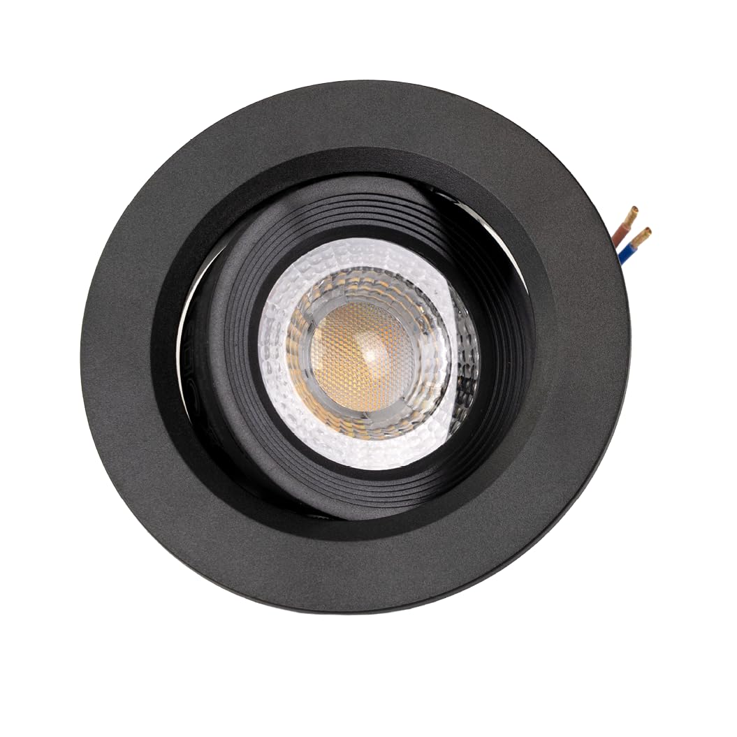 LUXULA LED Einbaustrahler Schwarz 12 Stück - Deckenspot Einbau/Aufbauspot 230V, CCT 3000K 4200K 6500K, 5 W 500 lm, schwenkbar, 38° Spots für Decken innen, LED Deckenlampe flach, Lochmaß 70-75mm