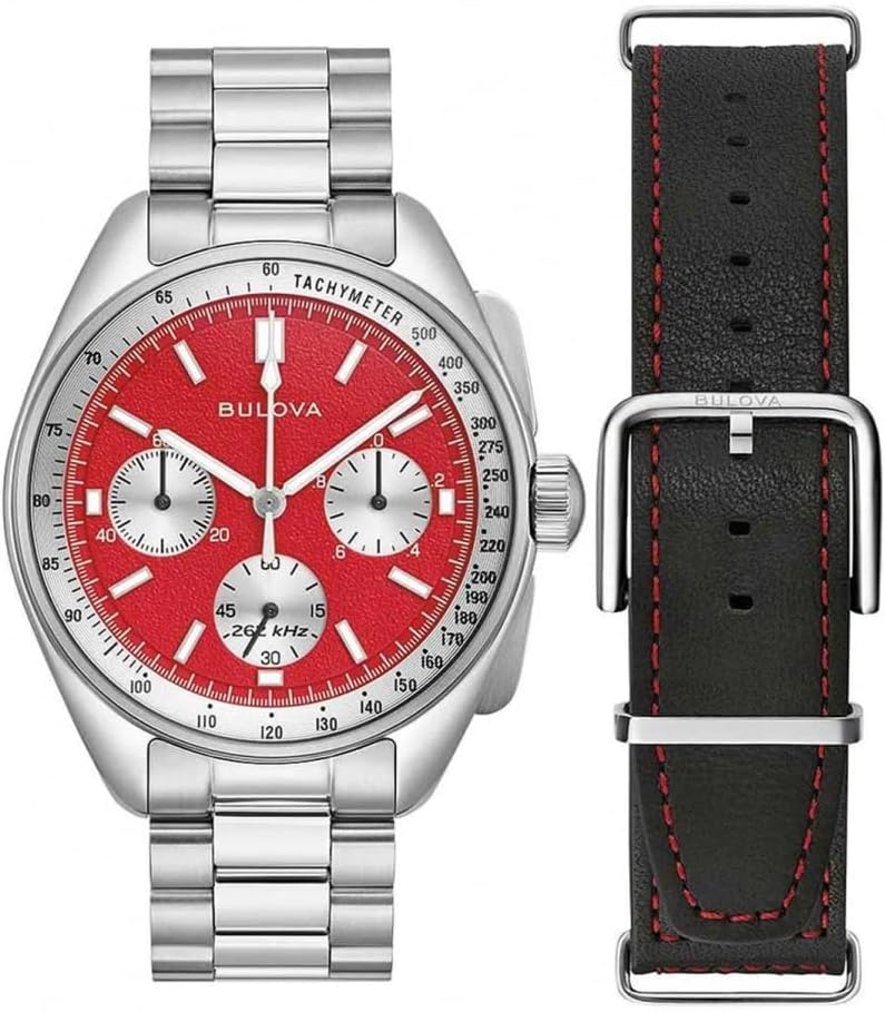 Bulova Pilot 43.5mm ルナークォーツウォッチ クロノグラフ、カレンダー、ステンレススチールストラップ、交換可能なブラックレザーストラップ、レッド、ブレスレット付き。, レッド , ブレスレット Amazonで販売中 Bulova Pilot 43.5mm ルナークォーツウォッチ クロノグラフ、カレンダー、ステンレススチールストラップ、交換可能なブラックレザーストラップ、レッド、ブレスレット付き。, レッド , ブレスレット Amazonで販売中