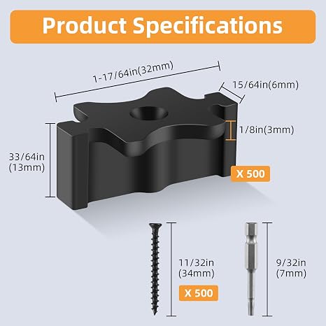 600 Pack Hidden Deck Fasteners for Composite Decking Board, Composite Decking Clips with Metal Deck Screws, Universal Composite Hideaway Fasteners Plastic Clips for Deck Boards