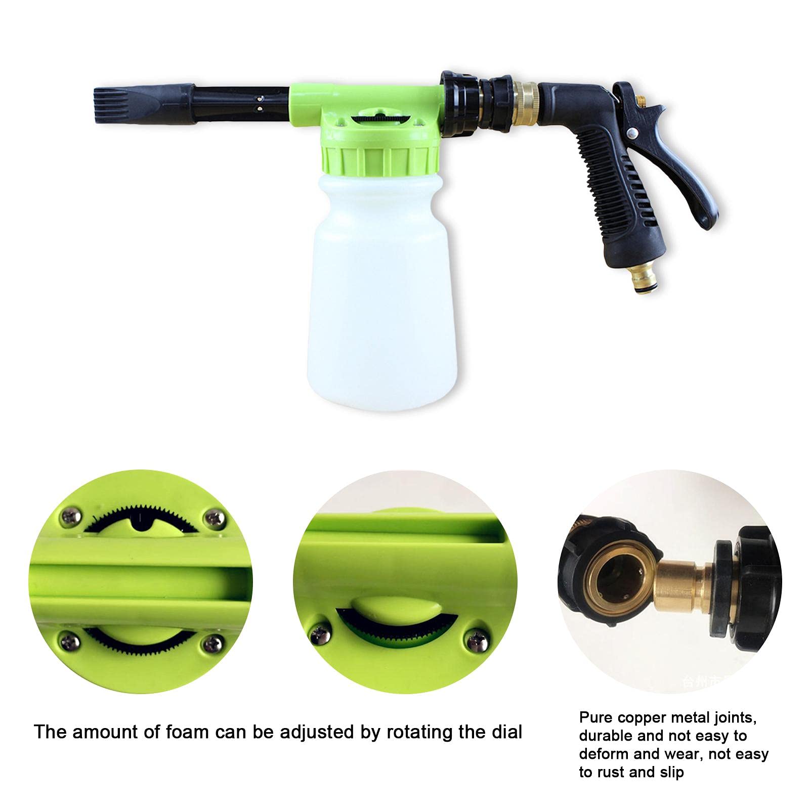 Canon À Mousse Lance en Mousse Basse Pression Colorée PA Pistolet À Mousse Automatique Réglable Amovible pour Gobelet Mousse 1L Robinet Domestique Grande Capacité 42x8x21cm Cute