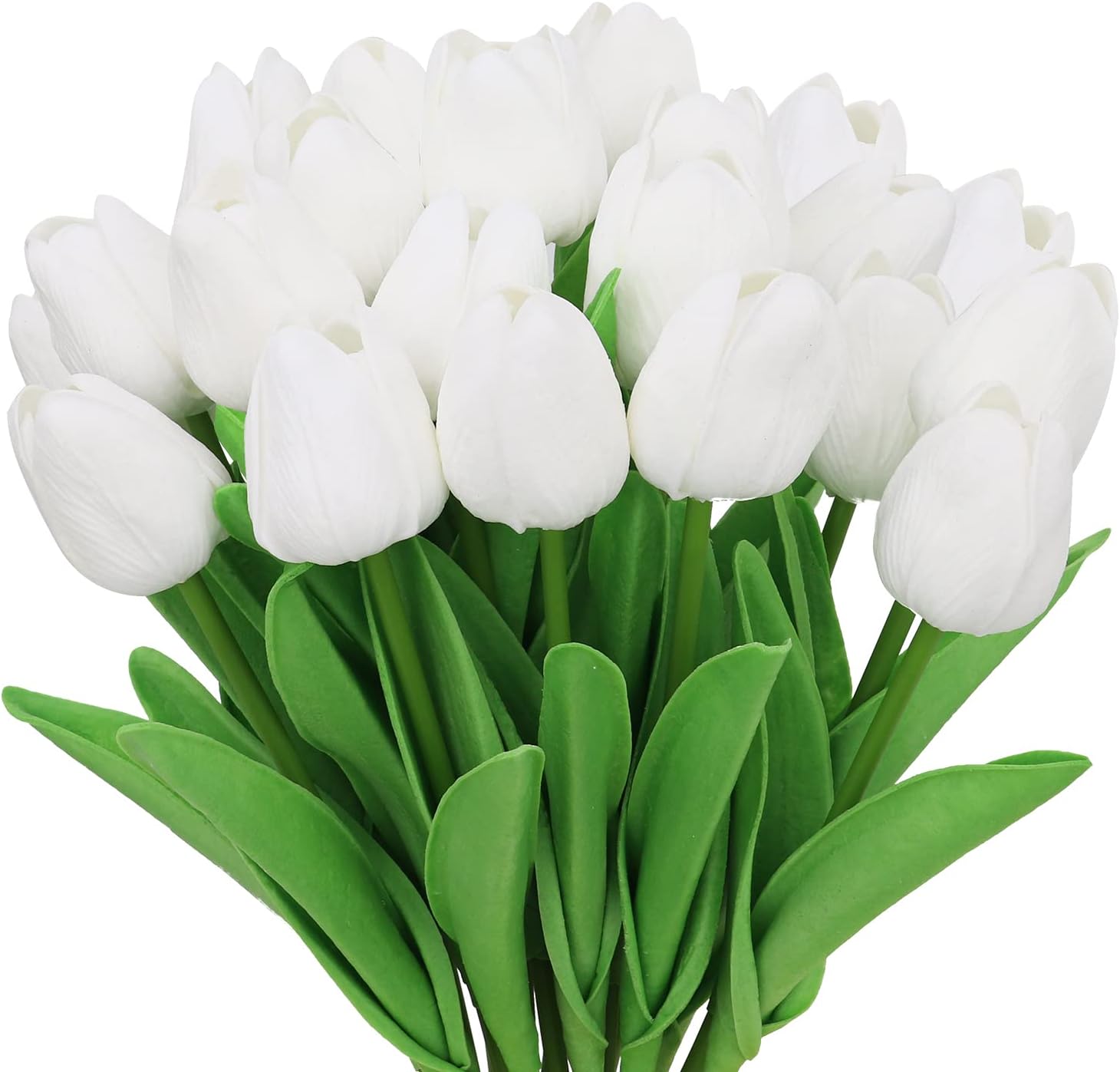 20pcs White Tulips Artificial Flowers Faux Tulips Bulk Real