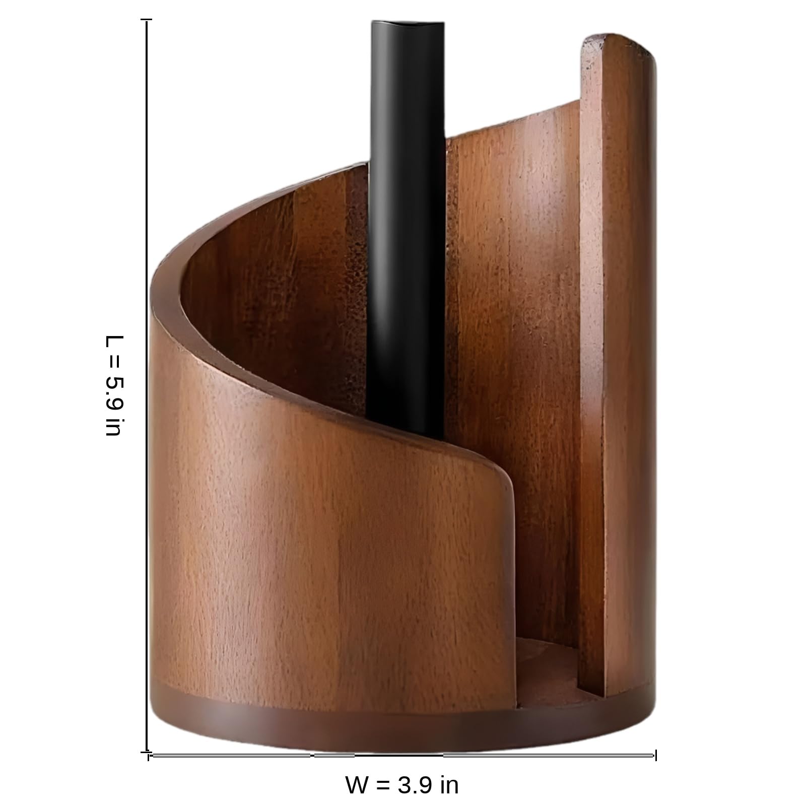 Küchenrollenhalter aus braunem Holz für die Arbeitsplatte, Rollenhalter aus Mangoholz, Bergumriss Design, Vintage Deko Ständer für Küche, Bad und Esstisch, 15 cm hoch, 10 cm Durchmesser