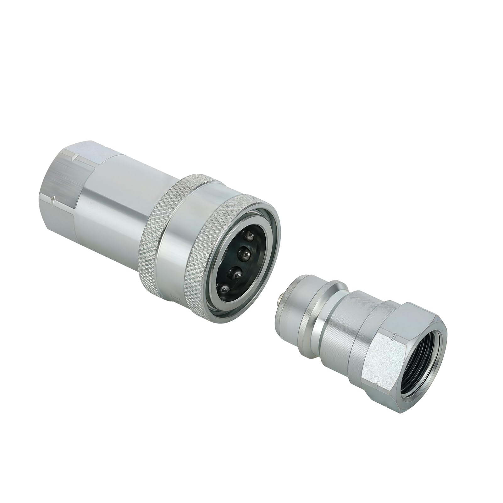 MEASUREMAN ISO 5675 Hydraulic Quick Coupler 1/2" NPT Tractor Fitting High-Strength Carbon Steel 2-Pair Set, with Red Dust Caps - 5