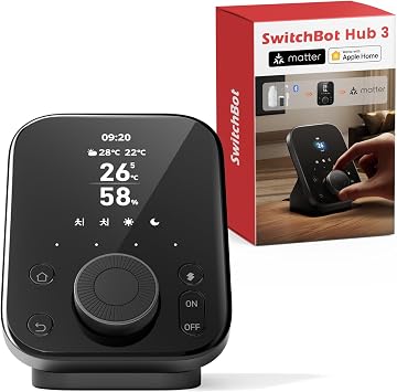 SwitchBot Hub 3 3rd Gen Smart Home Command Center Screen + Physical Dial, IR Remote Hub for TVs/ACS, Temp/Humidity Sensor 0.2C, Matter Bridge, Bluetooth 200m, Works on 2.4GHz WiFi