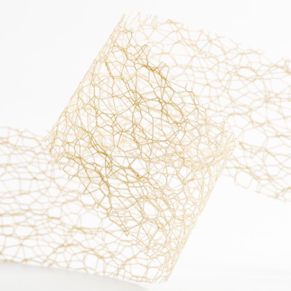 Italian Options Deco Web, Ivory Deco Web Mesh Ribbon 38Mm X 20 Metres - Ivory