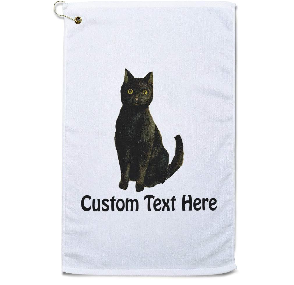 Style In Print Custom Golf Towel Personalized Black Cat Holidays and Occasions Halloween Cotton