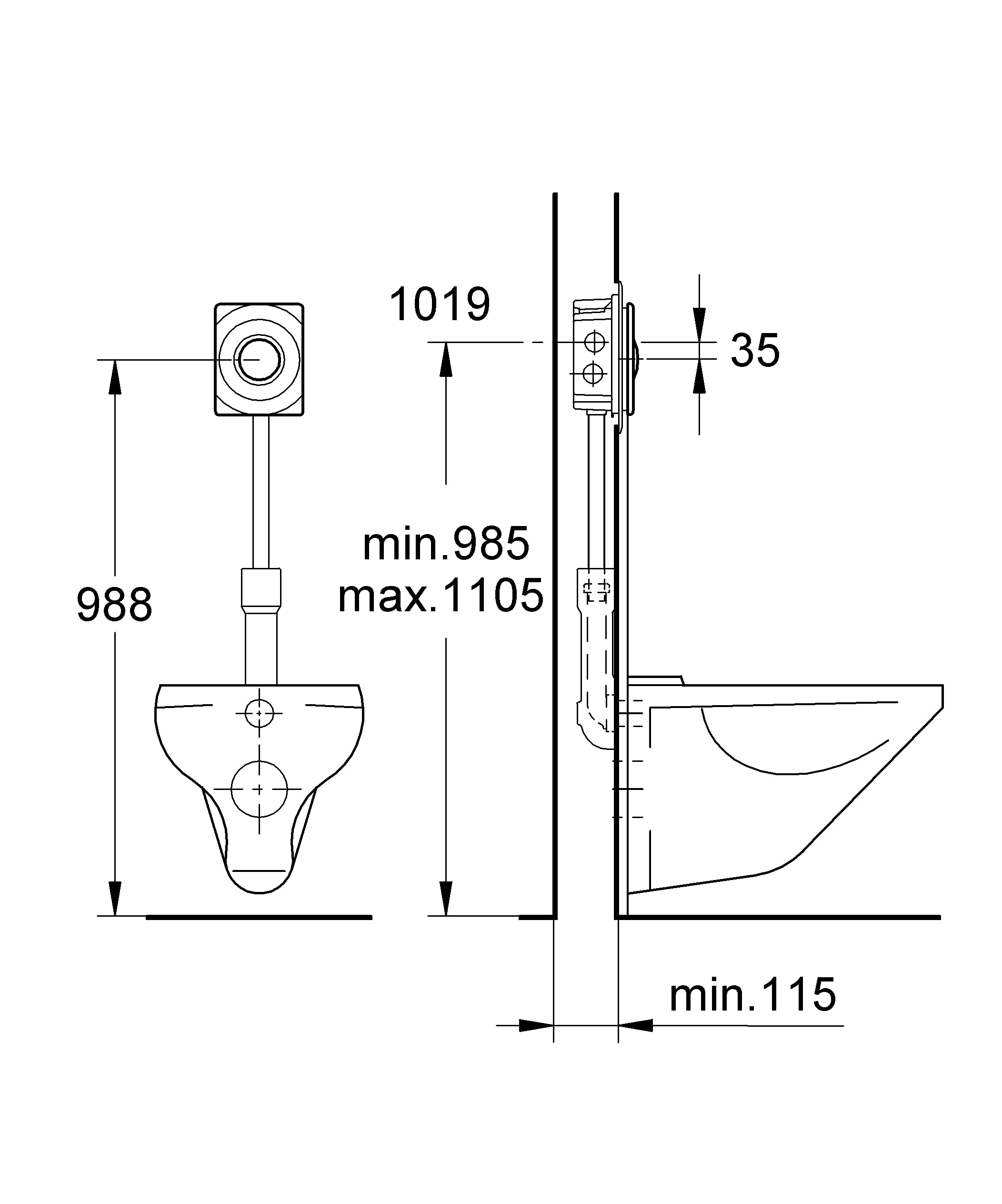 GROHE 37063000 Surf Plaque de commande WC Argent