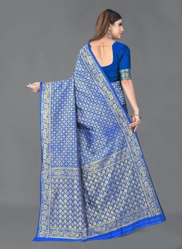 Image of StyleScope Women's Kanjivaram Banarasi Jacquard Silk Saree With Unstitched Blouse Piece (Silk Mix)