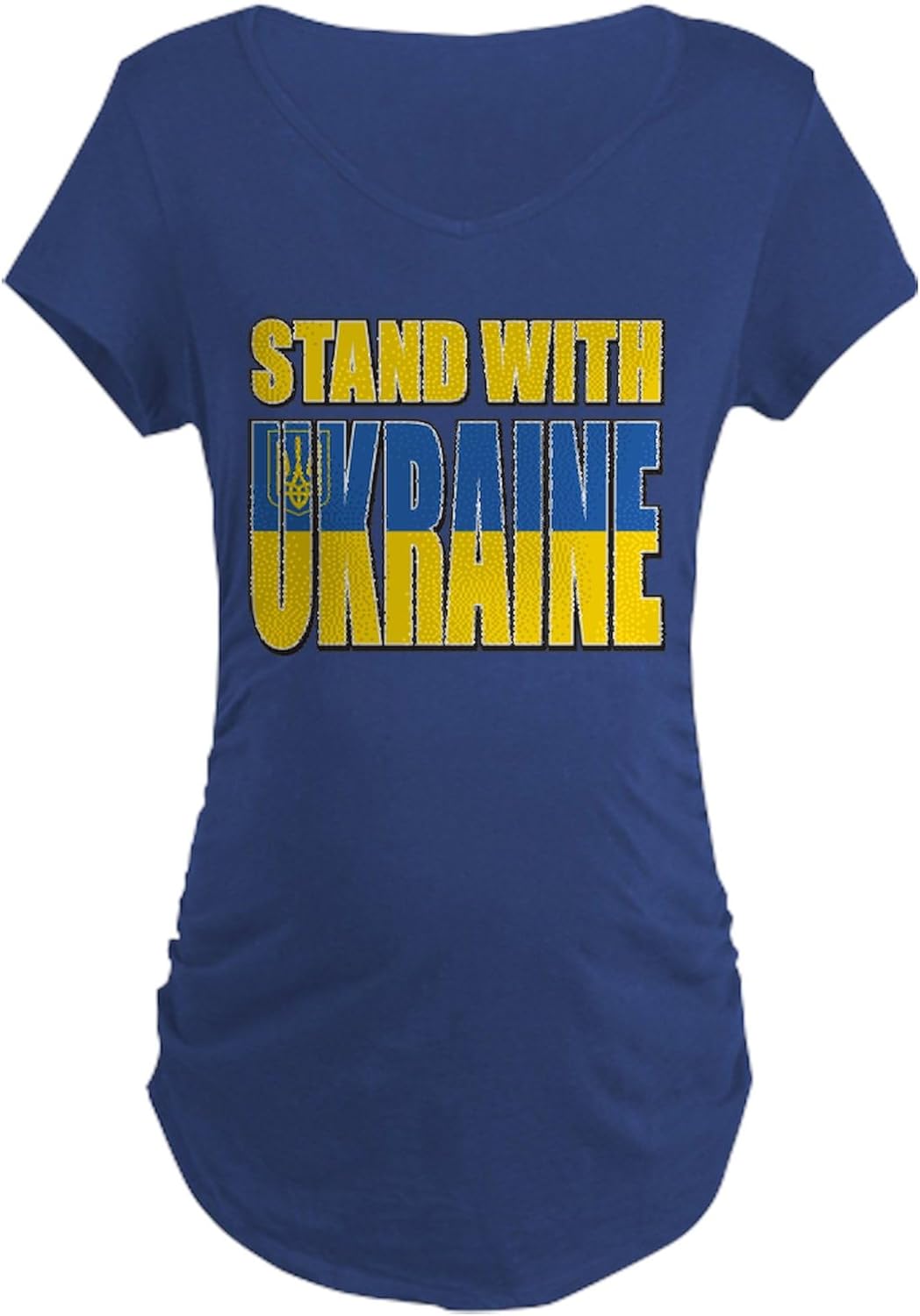 CafePress Stand with Ukraine Women's Maternity T Shirt Women's Maternity Ruched Side T-Shirt