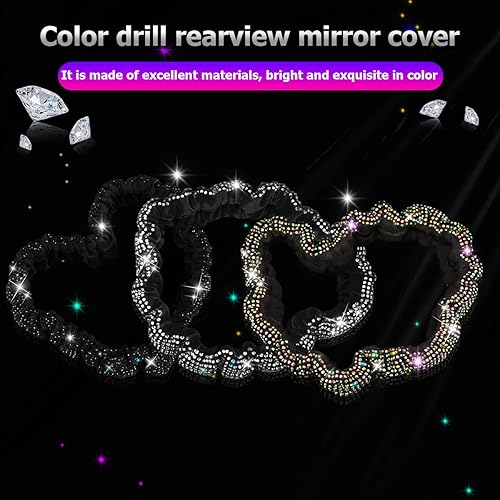 Miniatura 4 de Funda brillante para espejo retrovisor, protector elástico de felpa para espejo retrovisor, con diamantes de imitación brillantes decorativos para