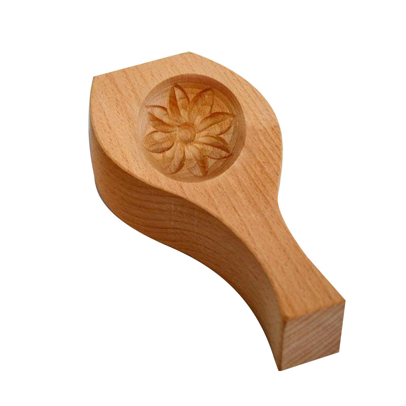 Nucelit Wooden Cake Wooden Baking Mold Flower Shape Chinese Traditional Mid-autumn Festival Cake Mold for Muffin Gift Molds for Baking