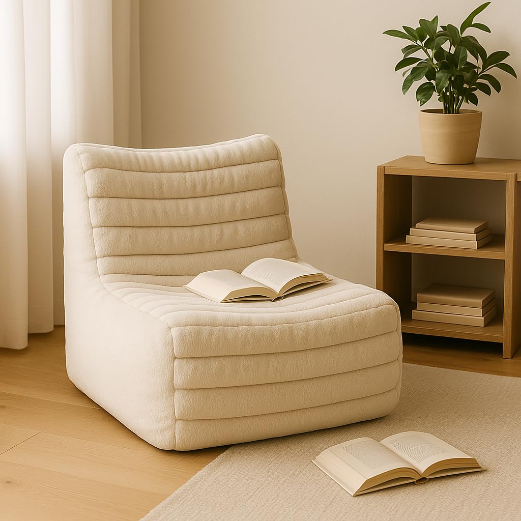Mollismoons Premium Fur Bean Bag Sofa Bed Bean Bags Luxury and Attractive Design Bean Bag Chair for Living Room Bean Bags (Sofa Bean Bag Without Beans, White), Standard-image-36