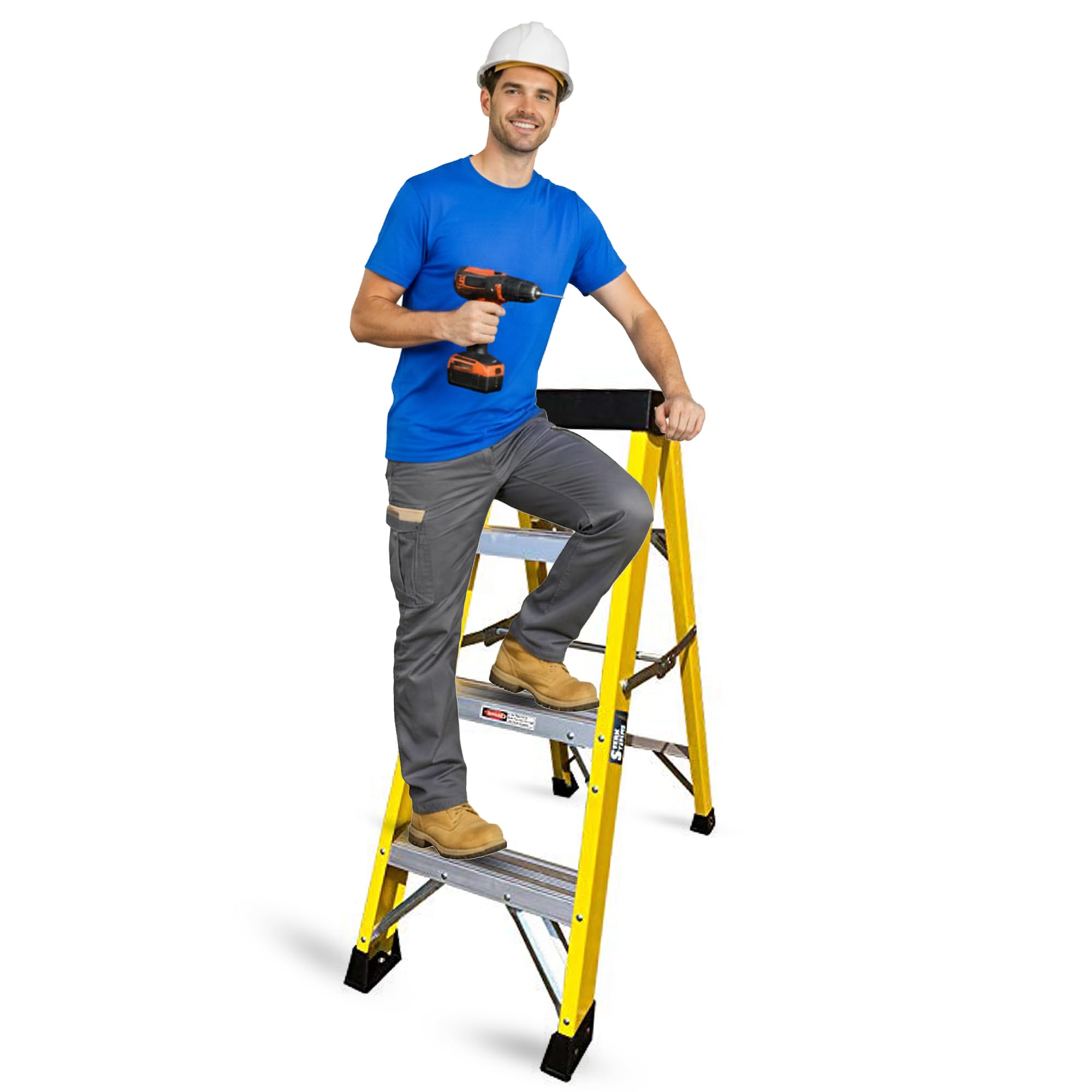 4 Tread Fibreglass Step Ladder – Lightweight, Stable & EN-131 Certified – Professional-Grade Ladder for Electrical & Industrial Use