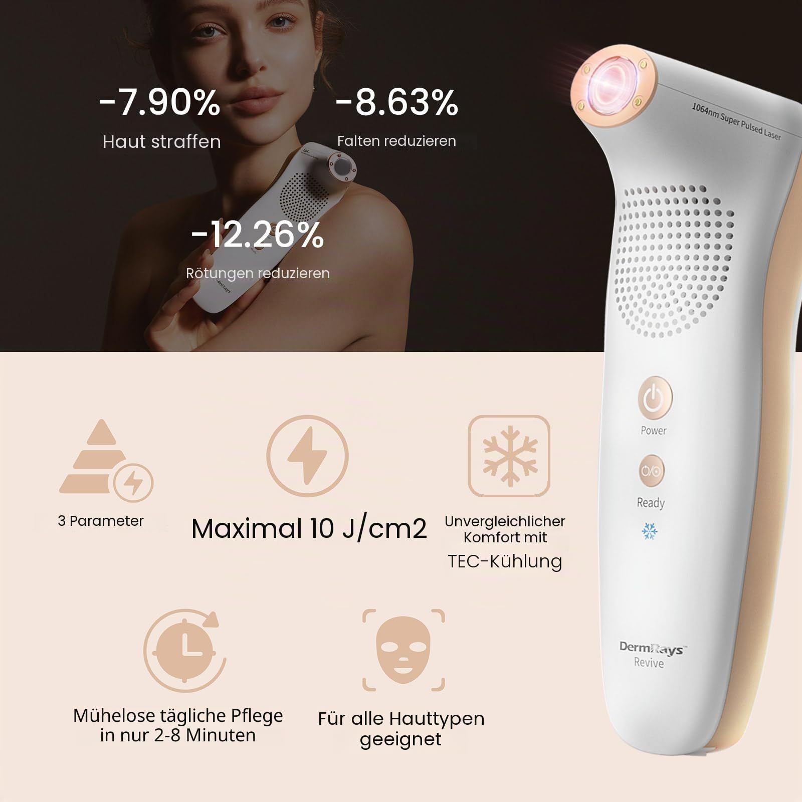 DermRays Lasergerät 1064 nm, multifunktionales Schönheitsgerät, Gesichtsmassagegerät, für den Heimgebrauch