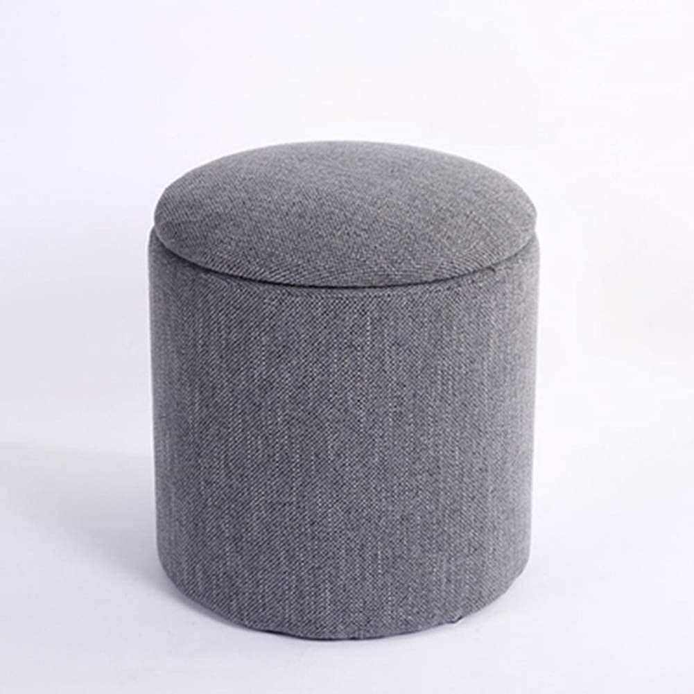 Repose-pieds de rangement pouf rond en tissu pour salon et canapé