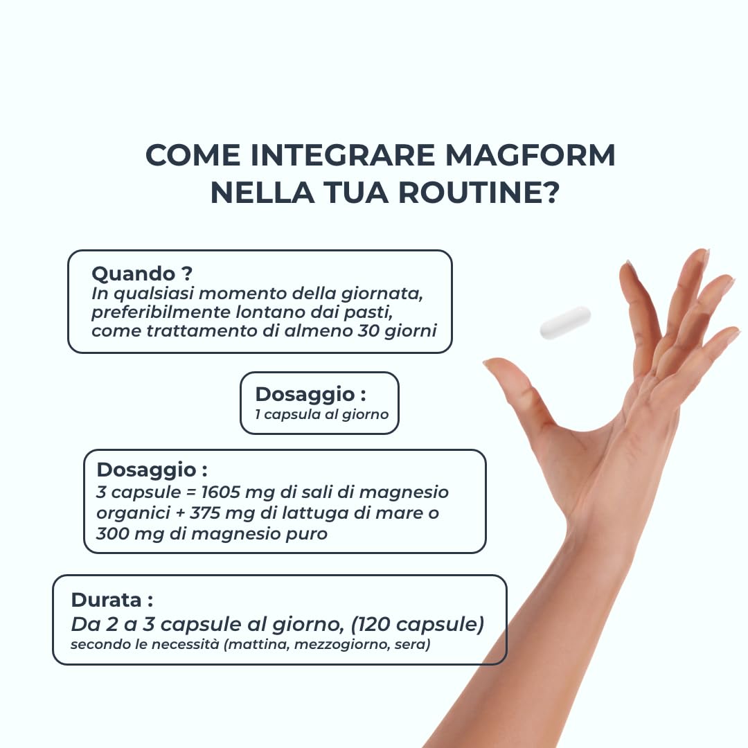 INOLAB Magnesio Completo 1980mg + B6 | 4 Forme Sinergiche: Magnesio Bisglicinato, Malato, Vegetale, Taurina Chelata | Alta Assimilazione e Tolleranza | 120 Capsule Senza Magnesio Marino